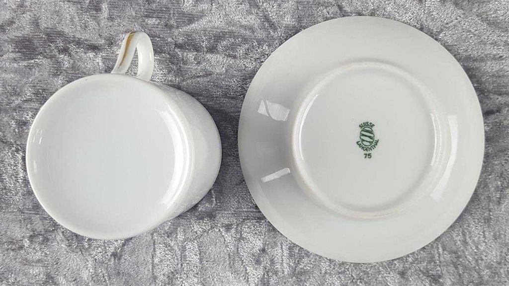 [458117595] Mokkatasse mit Untertasse Tasse Espressotasse & Golddekor Langenthal Schweiz gebraucht - sehr gut Bild 5
