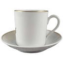 [458117596] Mokkatasse mit Untertasse Tasse Espressotasse & Golddekor Langenthal Schweiz gebraucht - defekt Bild 2