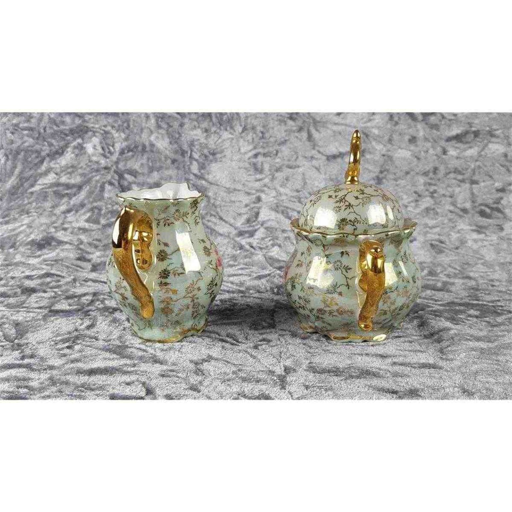 [458117607] Zuckerdose Milchkännchen und Milch & Zucker Set Golddekor Hallerstein Bavaria Blumen gebraucht - gut Bild 4