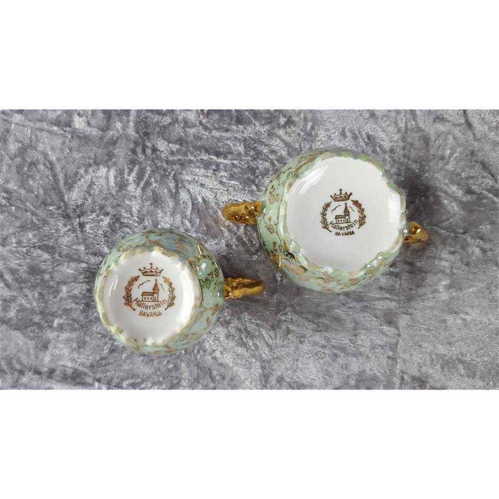 [458117607] Zuckerdose Milchkännchen und Milch & Zucker Set Golddekor Hallerstein Bavaria Blumen gebraucht - gut Bild 8
