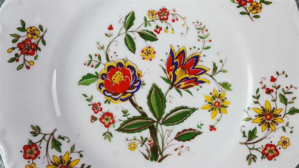 [458117614] Kuchenteller Dessertteller 19,2 cm Seltmann Weiden Barock bunte Blumen gebraucht - gut Bild 2
