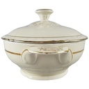 [458117882] Ragoutterrine Goldrand 1,5 L Winterling elfenbein Blumenrelief mit Beige gebraucht - gut Bild 2