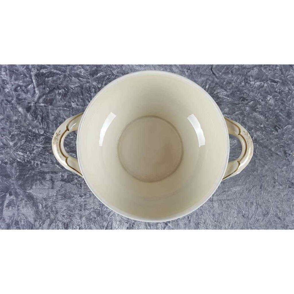 [458117882] Ragoutterrine Goldrand 1,5 L Winterling elfenbein Blumenrelief mit Beige gebraucht - gut Bild 6