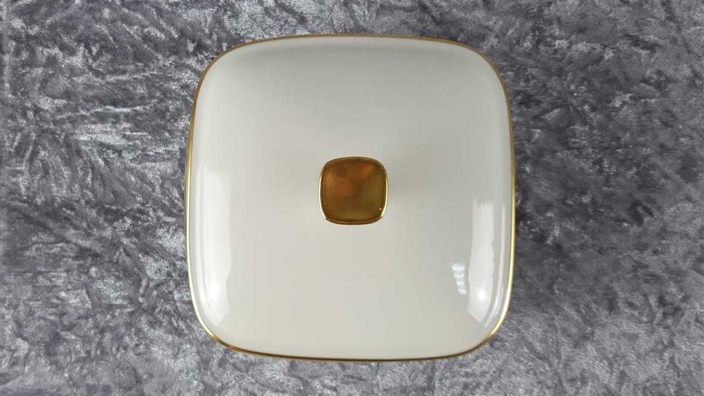 [458117901] Deckeldose Goldrand Schaller Elfenbein Beige gebraucht - gut Bild 4
