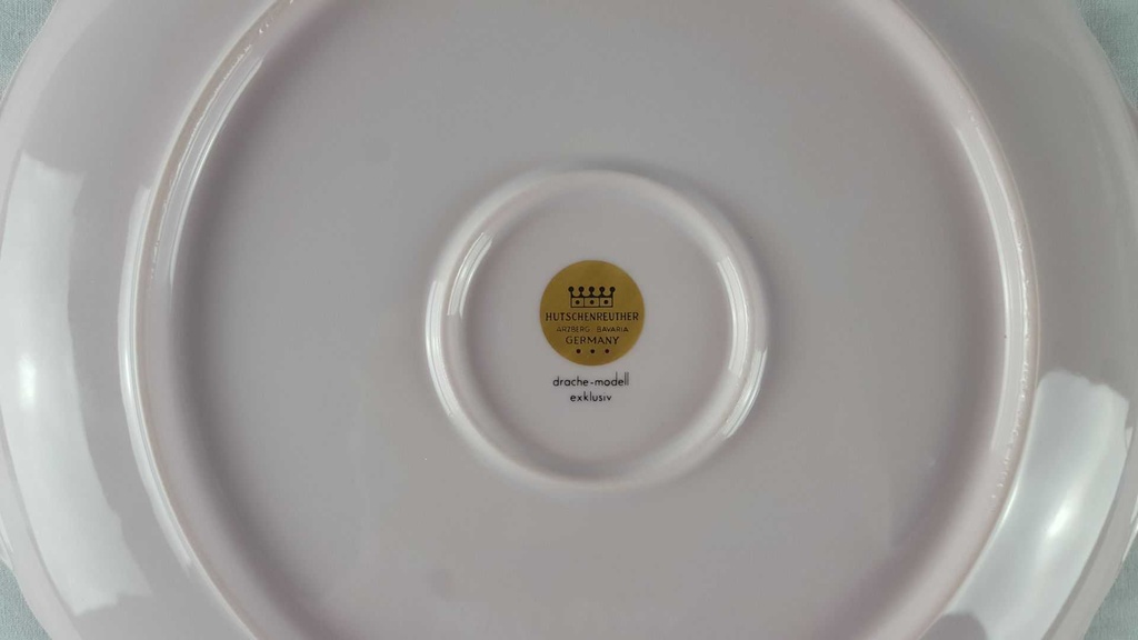 [458118318] Kuchenplatte mit Henkeln Hutschenreuther Drache Exklusiv Rosé Sanssouci Rosa gebraucht - sehr gut Bild 4