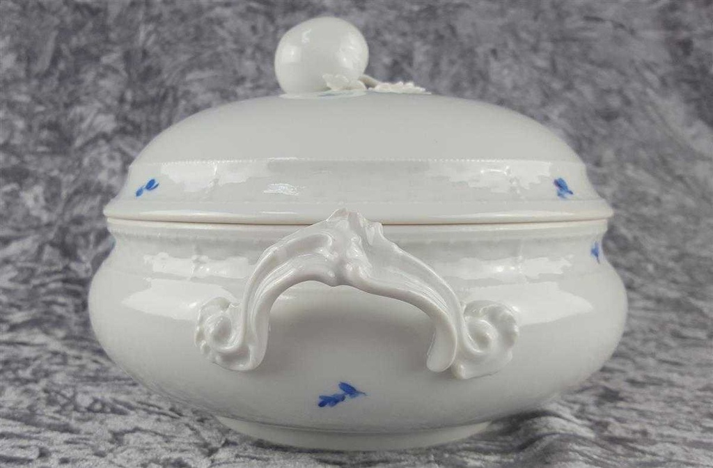 [458118322] Schüssel Ragoutterrine Servierschüssel 1,7 L Nymphenburg Korbrelief Blaue Blume Blau gebraucht - akzeptabel Bild 5