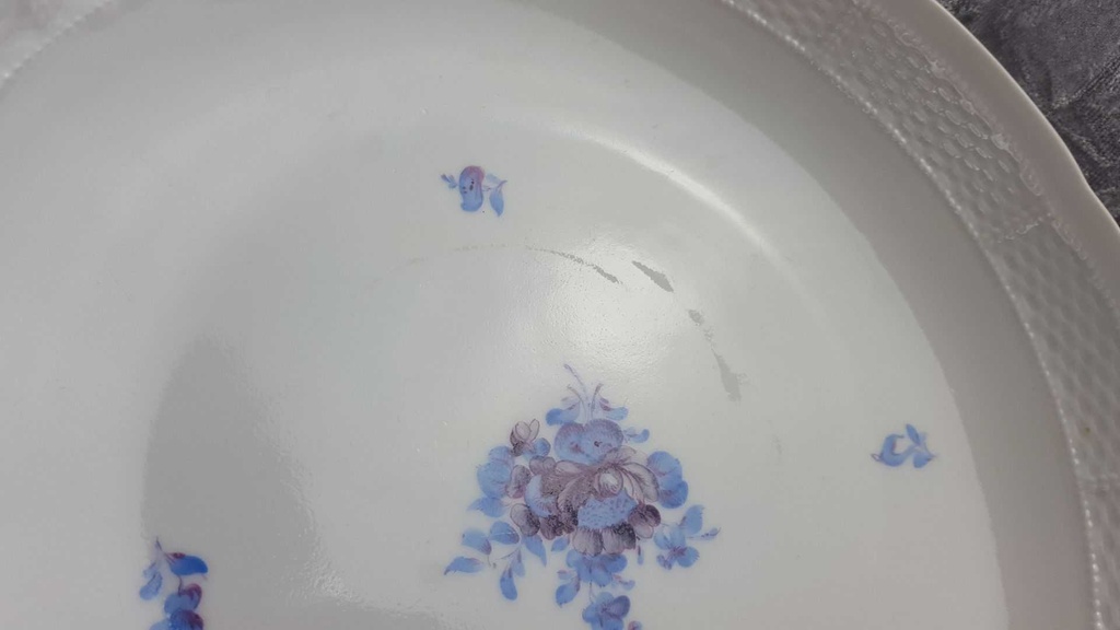 [458118324] Schale 26 cm Nymphenburg Korbrelief Blaue Blume Blau gebraucht - gut Bild 2