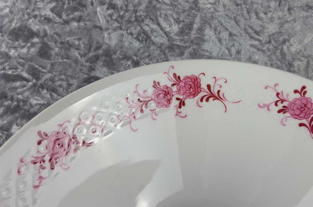 [458118337] Schüssel Servierschüssel groß 22,5 cm Seltmann Weiden Annabell rote Blüte 26043 Rosa gebraucht - gut Bild 3