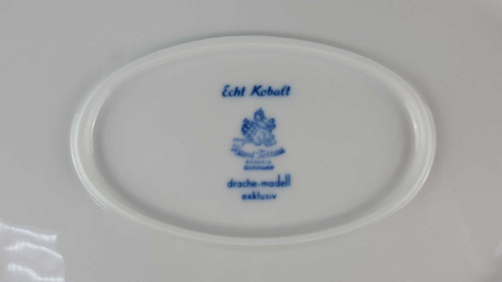 [458118352] Fleischplatte Steakplatte klein 30x19,9 cm Königl. pr. Tettau Drache Modell Exklusiv Echt Kobalt Zwiebelmuster Kobaltblau Blau gebraucht - sehr gut Bild 5