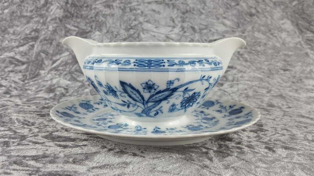 [458118353] Sauciere mit Teller 1tlg Königl. pr. Tettau Royal Drache Modell Exklusiv Echt Kobalt Zwiebelmuster Kobaltblau Blau gebraucht - gut Bild 4