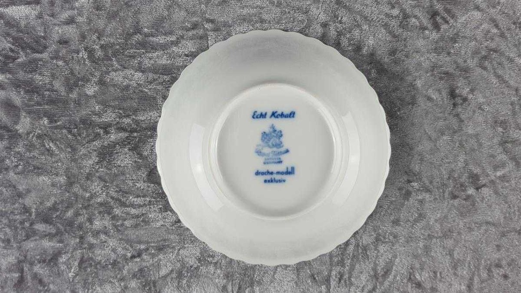 [458118356] Dessertschale 13,2 cm Königl. pr. Tettau Drache Modell Exklusiv Echt Kobalt Zwiebelmuster Kobaltblau Blau gebraucht - sehr gut Bild 4