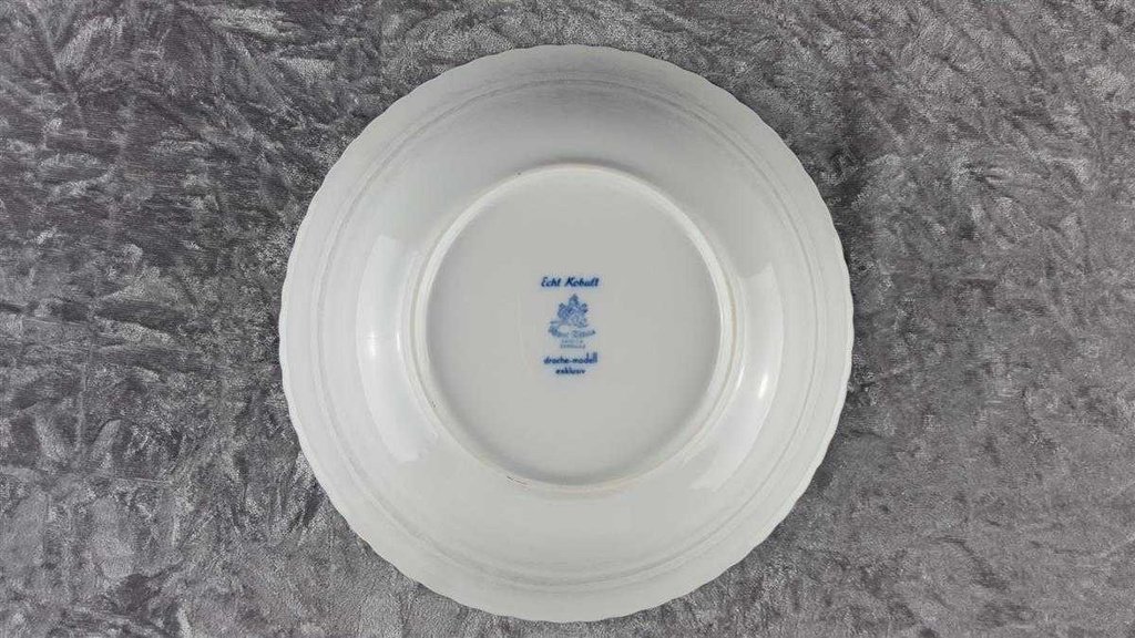 [458118357] Schüssel 24,7 cm Königl. pr. Tettau Royal Drache Modell Exklusiv Echt Kobalt Zwiebelmuster Kobaltblau Blau gebraucht - sehr gut Bild 4