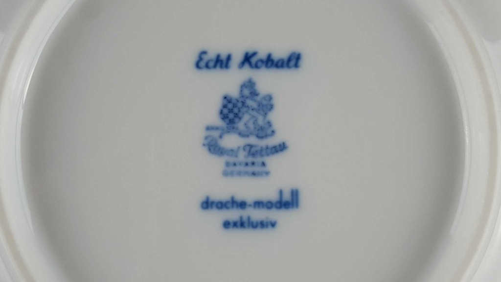 [458118358] Schüssel 20,5 cm Königl. pr. Tettau Royal Drache Modell Exklusiv Echt Kobalt Zwiebelmuster Kobaltblau Blau gebraucht - sehr gut Bild 5