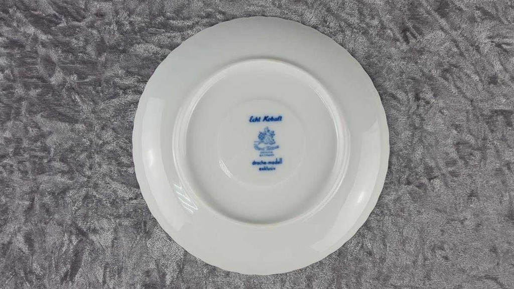 [458118363] Untertasse für Suppe 17,2 cm Königl. pr. Tettau Royal Drache Modell Exklusiv Echt Kobalt Zwiebelmuster Kobaltblau Blau gebraucht - sehr gut Bild 4