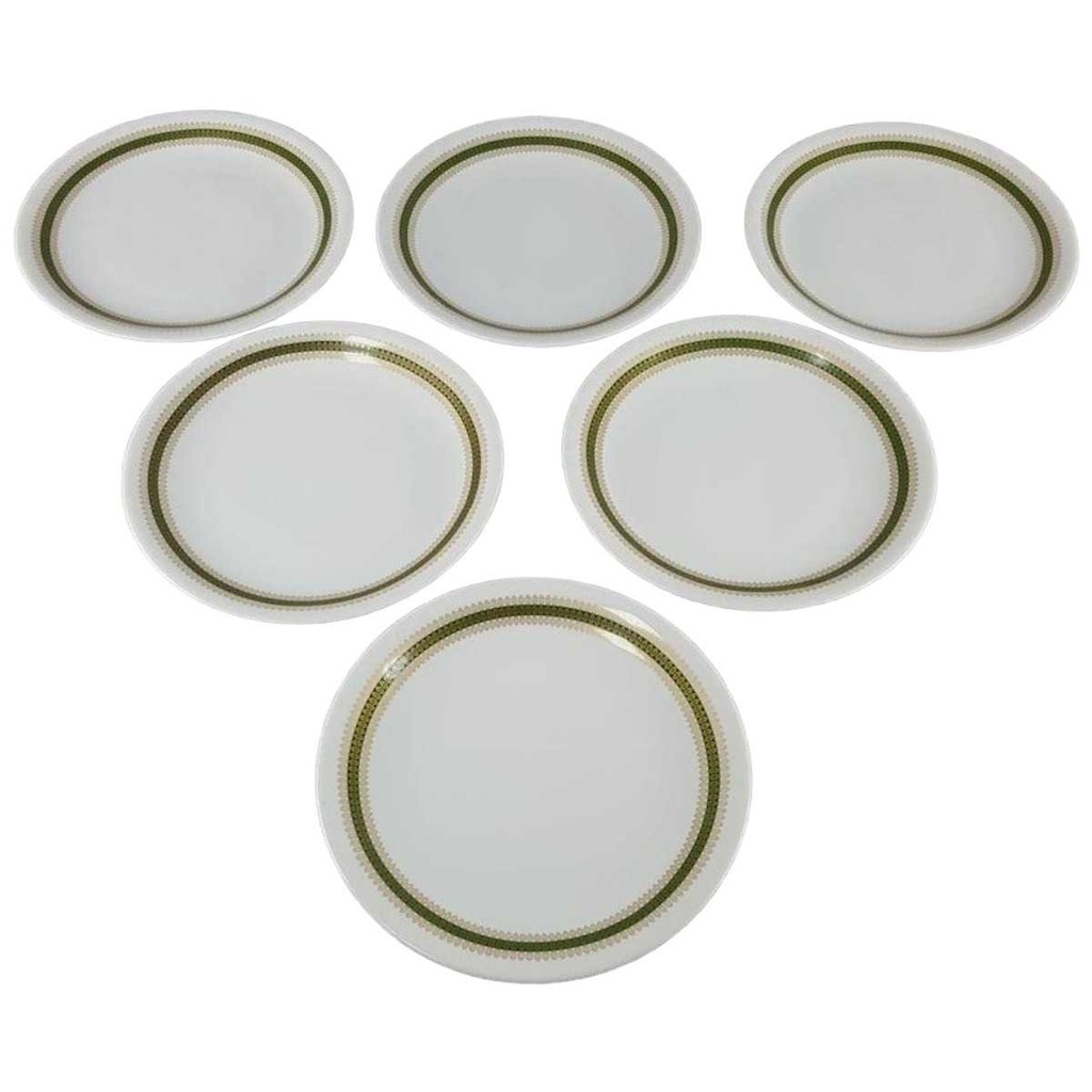 [2118789] 6er Set Kuchenteller Dessertteller 19,6 cm Thomas Porzellan Rheinland grün gold Rautendekor gebraucht - gut Bild 2