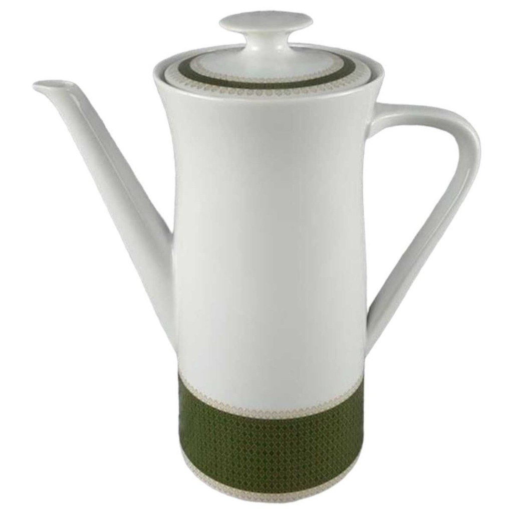 [458118397] Kaffeekanne 1,25 L Thomas Porzellan Rheinland grün gold Rautendekor gebraucht - sehr gut Bild 2