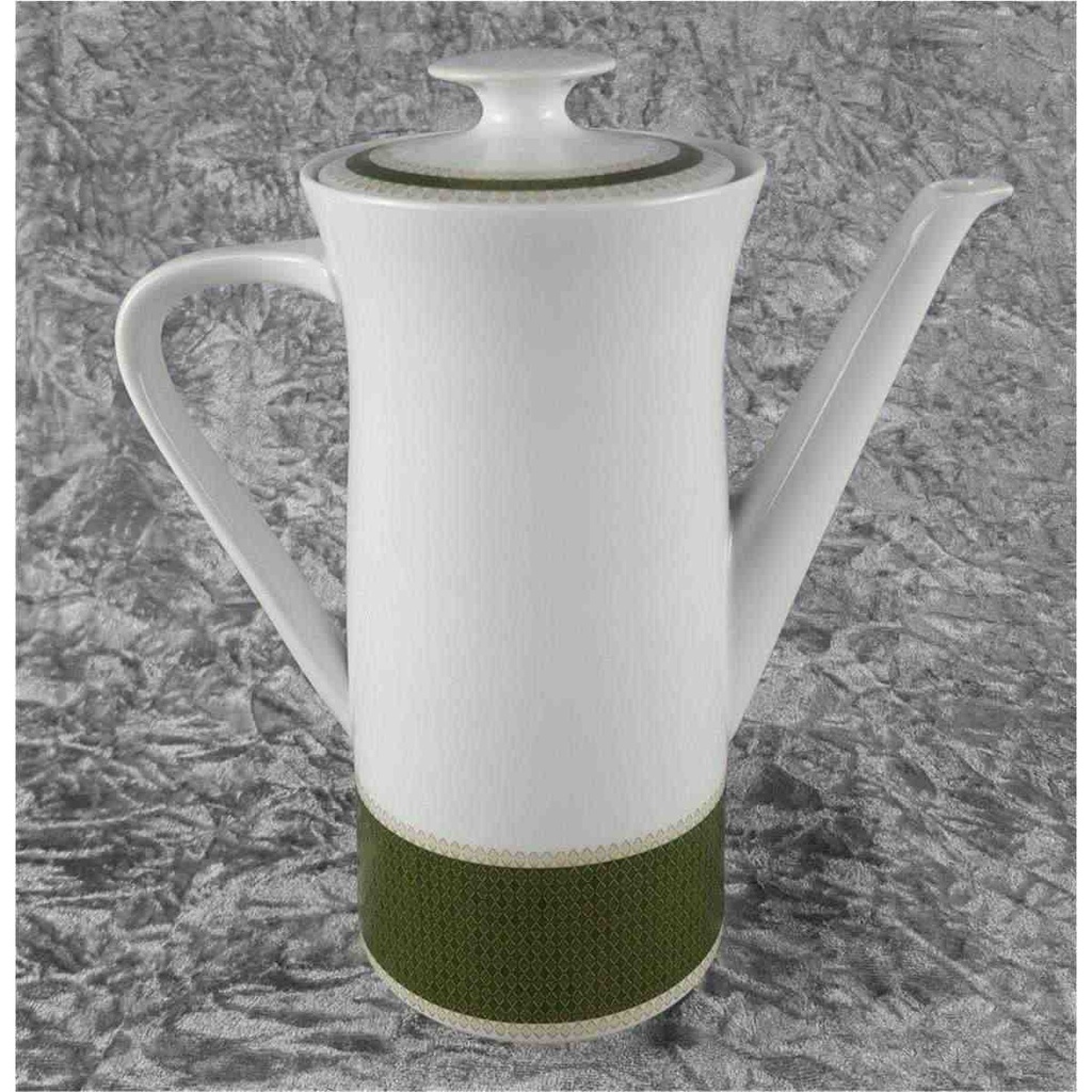 [458118397] Kaffeekanne 1,25 L Thomas Porzellan Rheinland grün gold Rautendekor gebraucht - sehr gut Bild 4
