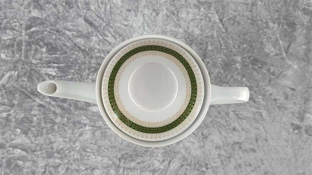 [458118397] Kaffeekanne 1,25 L Thomas Porzellan Rheinland grün gold Rautendekor gebraucht - sehr gut Bild 7