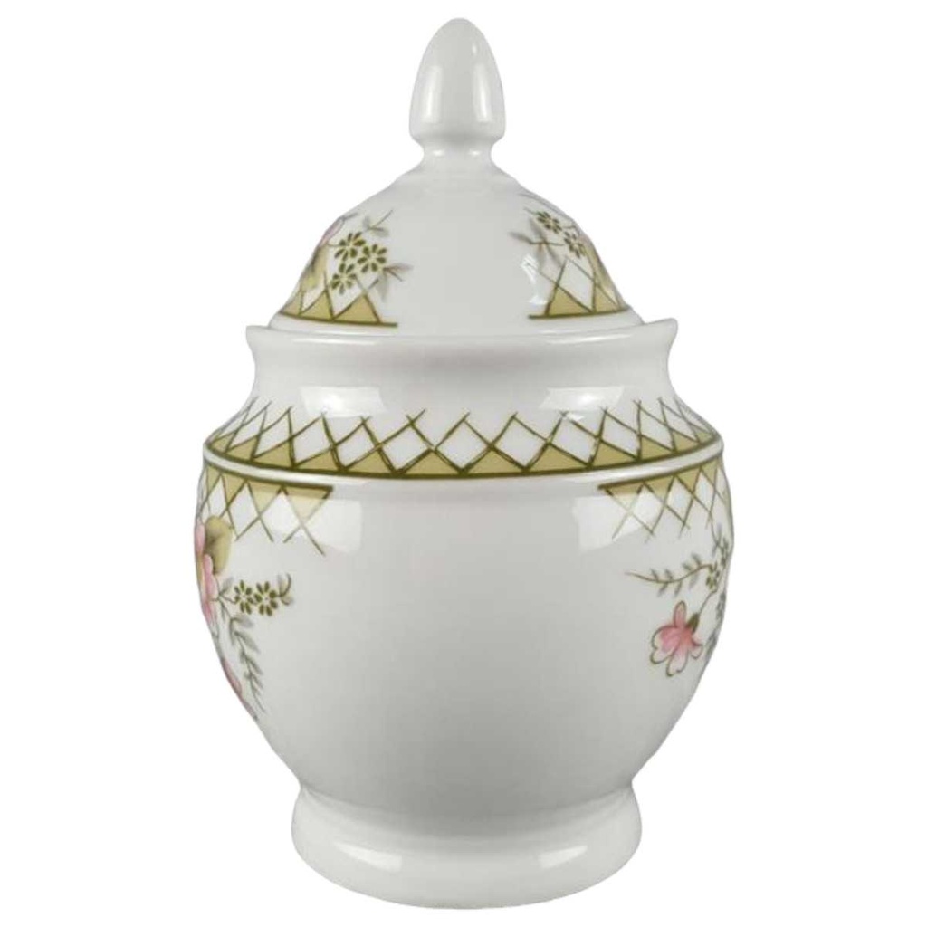 [458118399] Zuckerdose Winterling Kirchenlamitz rosa Blumen grün Rautendekor gebraucht - sehr gut Bild 2