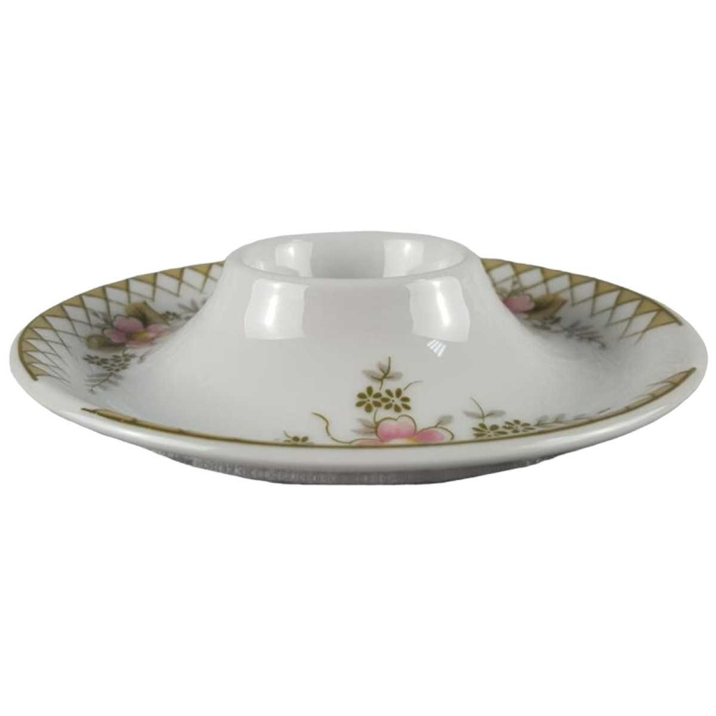 [458118401] Eierbecher mit Schalenablage Winterling Kirchenlamitz rosa Blumen grün Rautendekor gebraucht - sehr gut Bild 2