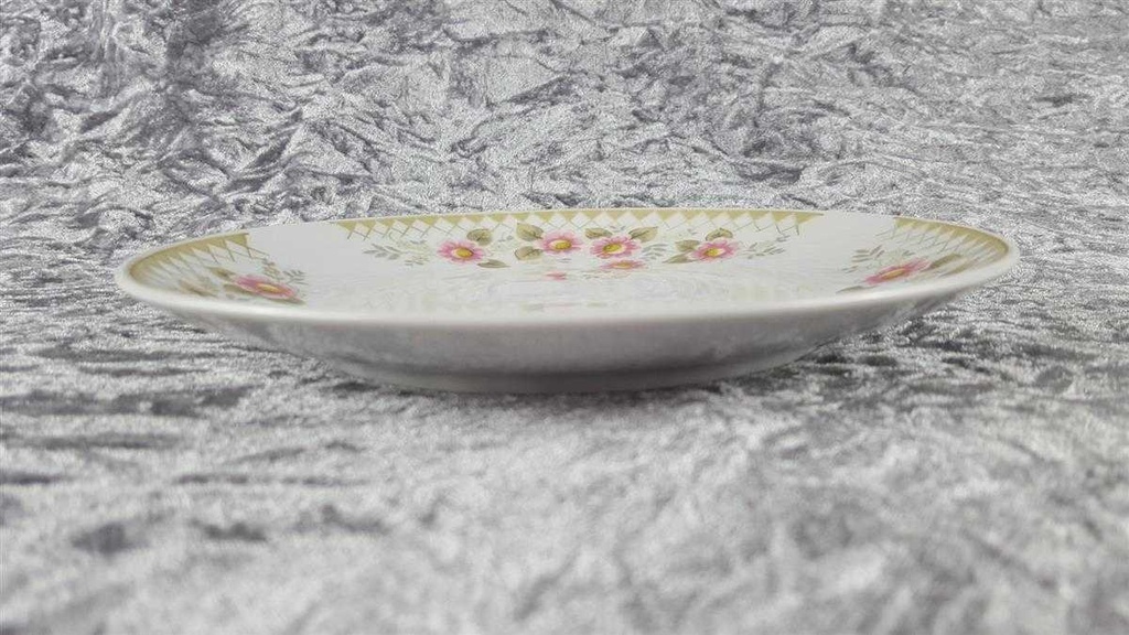 [458118403] Kuchenteller Dessertteller 19,5 cm Winterling Kirchenlamitz rosa Blumen grün Rautendekor gebraucht - akzeptabel Bild 3