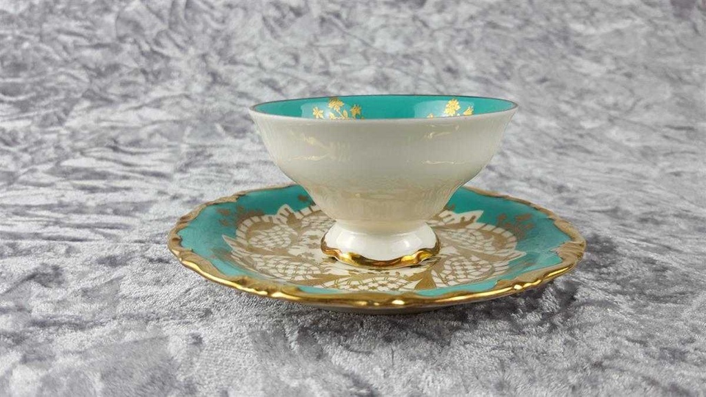 [458118427] Mokkatasse mit Untertasse Tasse Espressotasse Golddekor Kaiser Porzellan Alka Kunst Elfenbein Beige gebraucht - gut Bild 3
