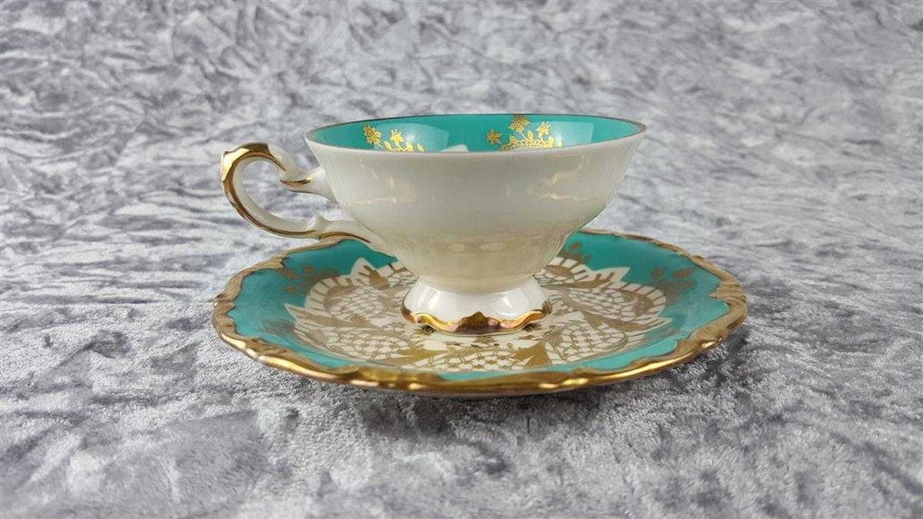 [458118427] Mokkatasse mit Untertasse Tasse Espressotasse Golddekor Kaiser Porzellan Alka Kunst Elfenbein Beige gebraucht - gut Bild 4