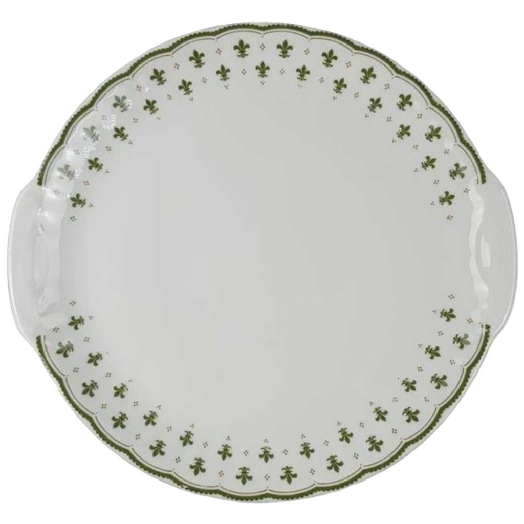 [458118452] Tortenplatte Winterling Röslau grüne stilisierte Lilie gebraucht - gut Bild 2