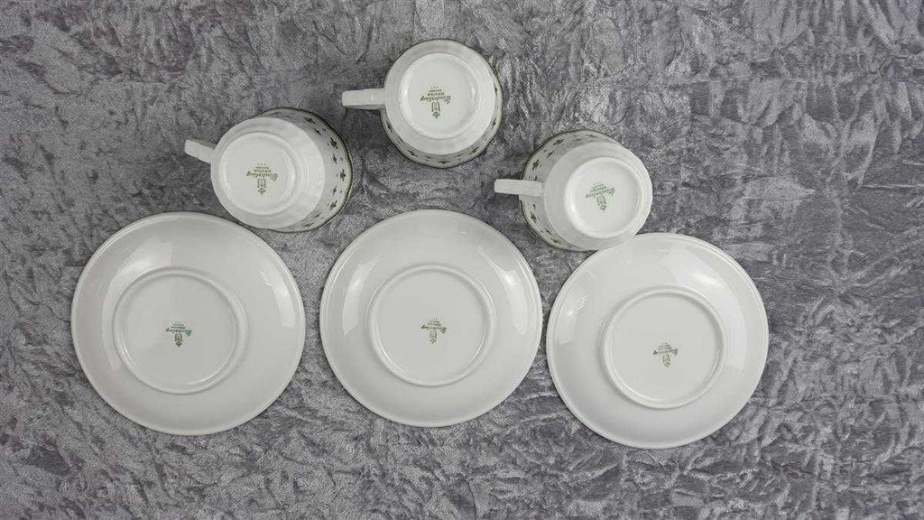 [2118797] 3er Set Untertasse Kaffeetasse mit Tasse Winterling Röslau grüne stilisierte Lilie gebraucht - akzeptabel Bild 5