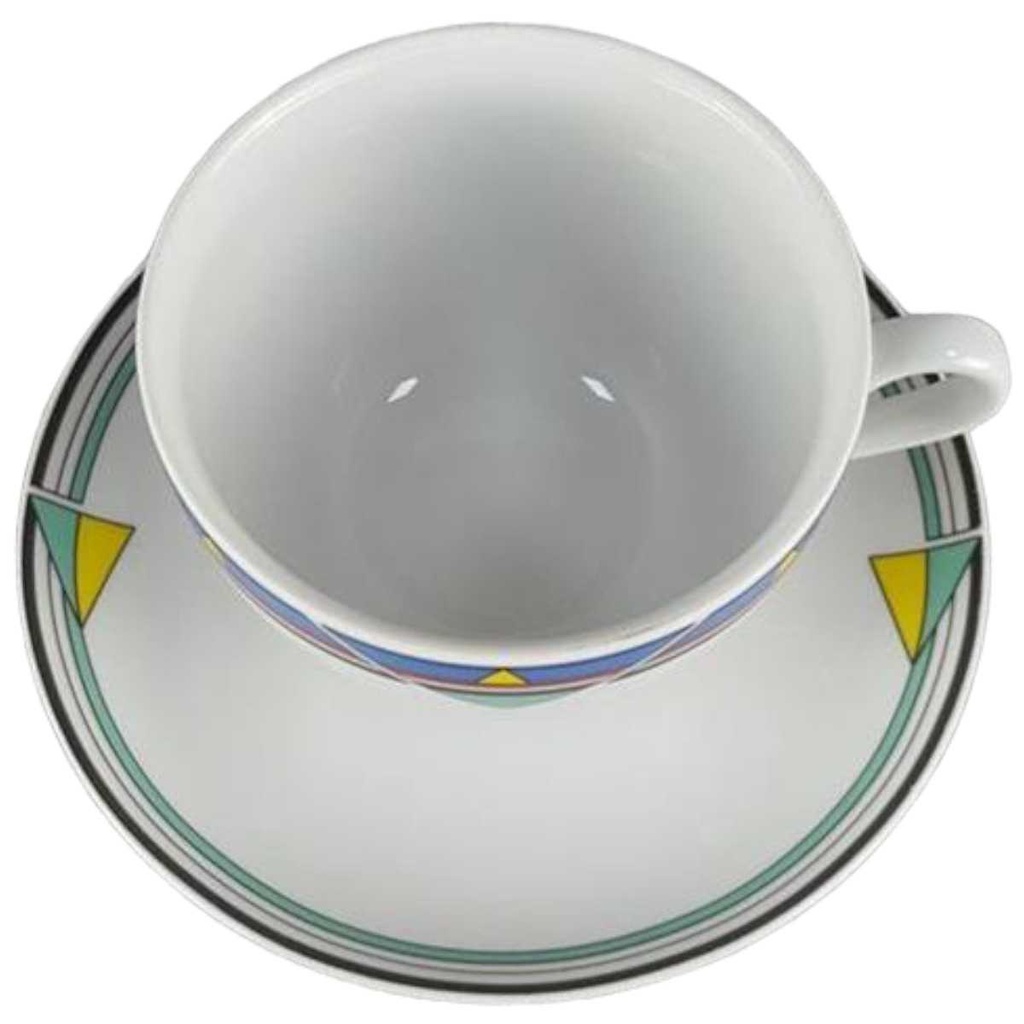[458118481] Kaffeetasse mit Untertasse Tasse Flirt bunte Randbordüre gebraucht - gut Bild 2