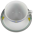 [458118481] Kaffeetasse mit Untertasse Tasse Flirt bunte Randbordüre gebraucht - gut Bild 2