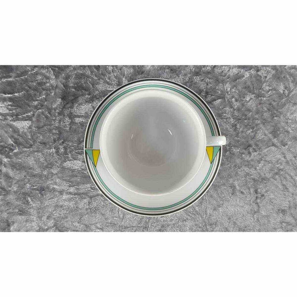 [458118481] Kaffeetasse mit Untertasse Tasse Flirt bunte Randbordüre gebraucht - gut Bild 3