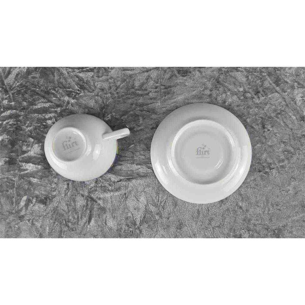 [458118481] Kaffeetasse mit Untertasse Tasse Flirt bunte Randbordüre gebraucht - gut Bild 4
