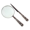 [LA-39781] Leselupe Handlupe Vergrößerungsglas & Brieföffner Glas versilbert Set Bild 7