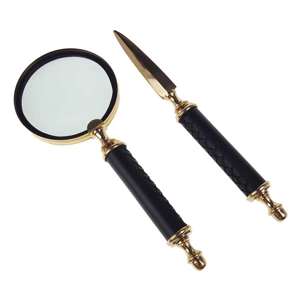 [LA-39823] Brieföffner und Lupe Messing/Leder Set L 26 cm Bild 3