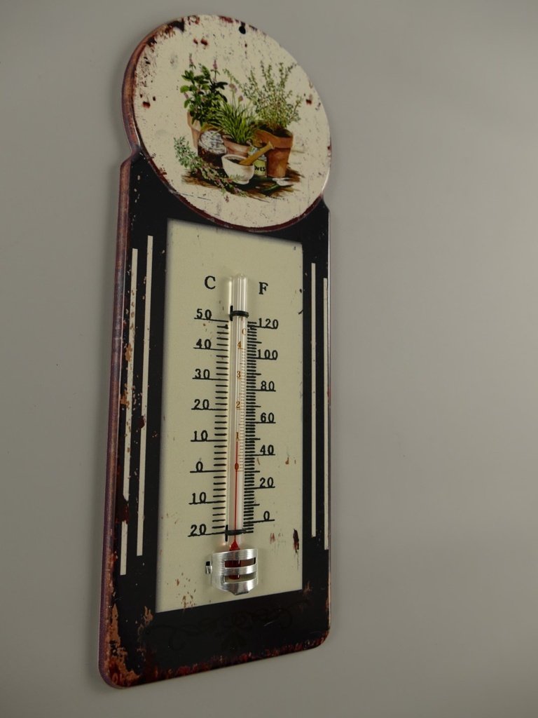 [LA-40078] Eisen Termometer Antik-Stil Blumen H 39x11 cm Bild 4
