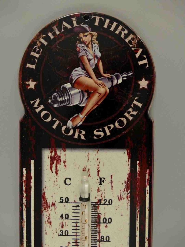 [LA-40088] Eisen Thermometer Antik-Stil Motor Sport H 29x10 cm Bild 3