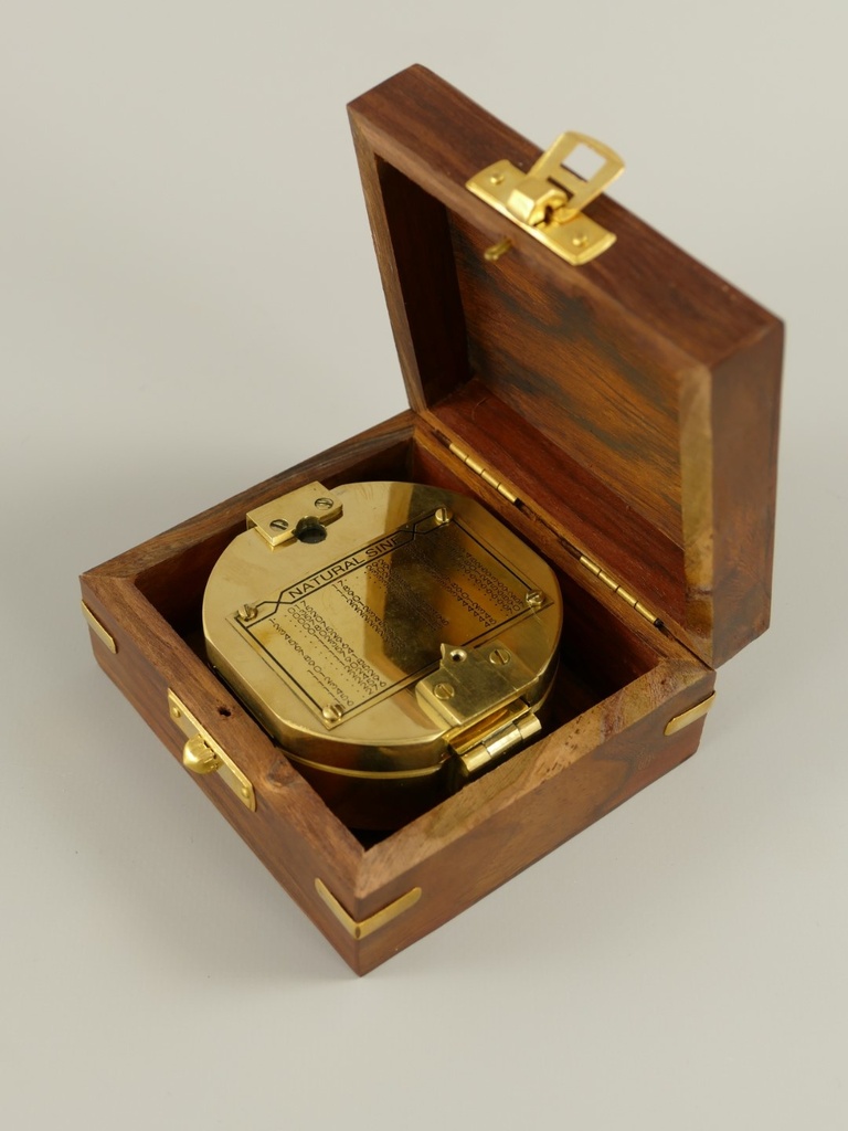 [LA-42748] Peilkompass Messing Holzbox Kompass D 8 cm Bild 8