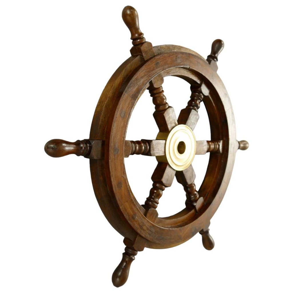 [LA-42793] Holz Steuerrad Schiffssteuerrad Schiffsrad Messing/Holz D 30 cm Bild 2