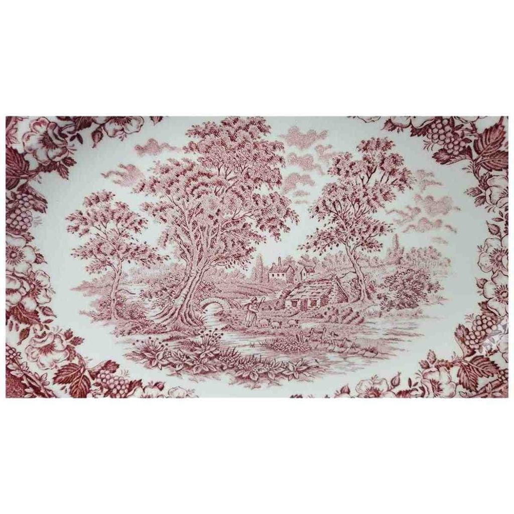 [458118995] Fleischplatte Steakplatte 29,5x23,3 cm English Ironstone Tableware (EIT) EIT England Motiv: Schaefer Rot gebraucht - sehr gut Bild 2