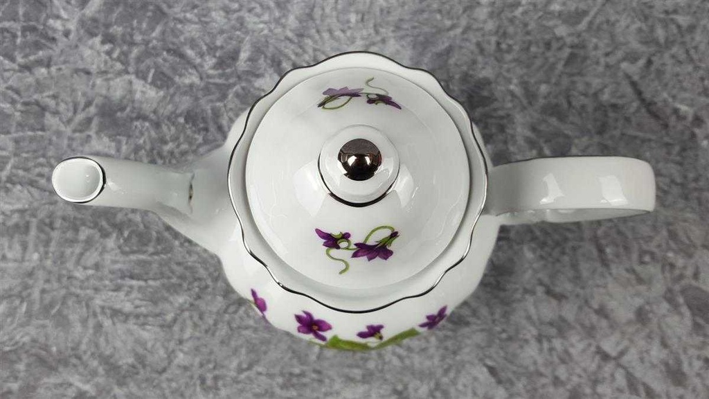 [458119002] Kaffeekanne 1,4 L Winterling Marktleuthen lila Blume Veilchen Silberrand gebraucht - sehr gut Bild 3