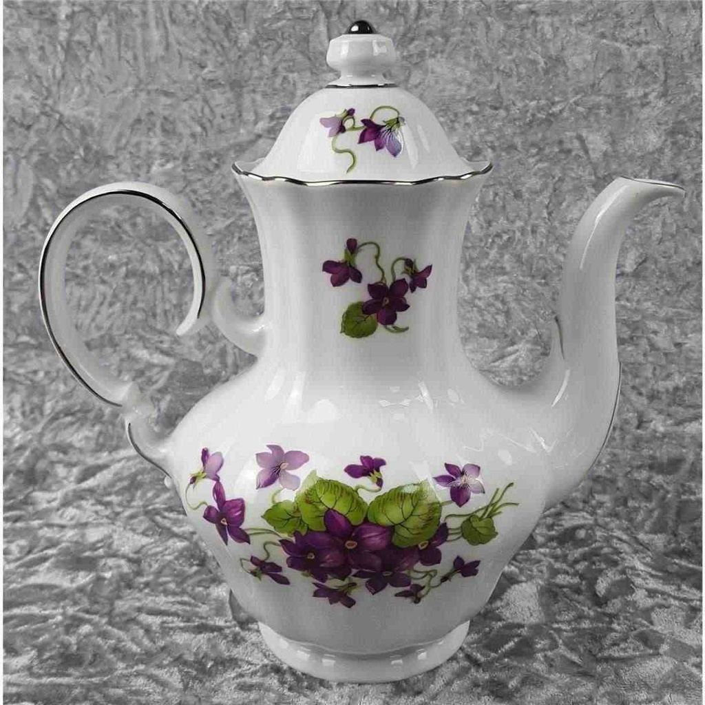 [458119002] Kaffeekanne 1,4 L Winterling Marktleuthen lila Blume Veilchen Silberrand gebraucht - sehr gut Bild 5