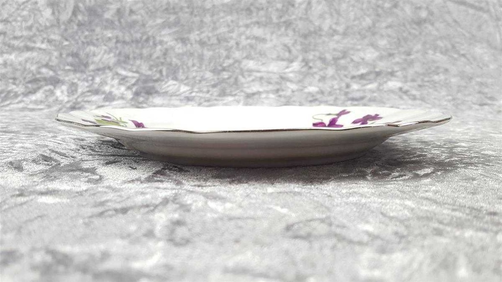 [458119005] Kuchenteller Dessertteller 19,7 cm Winterling Marktleuthen lila Blume Veilchen Silberrand gebraucht - gut Bild 3