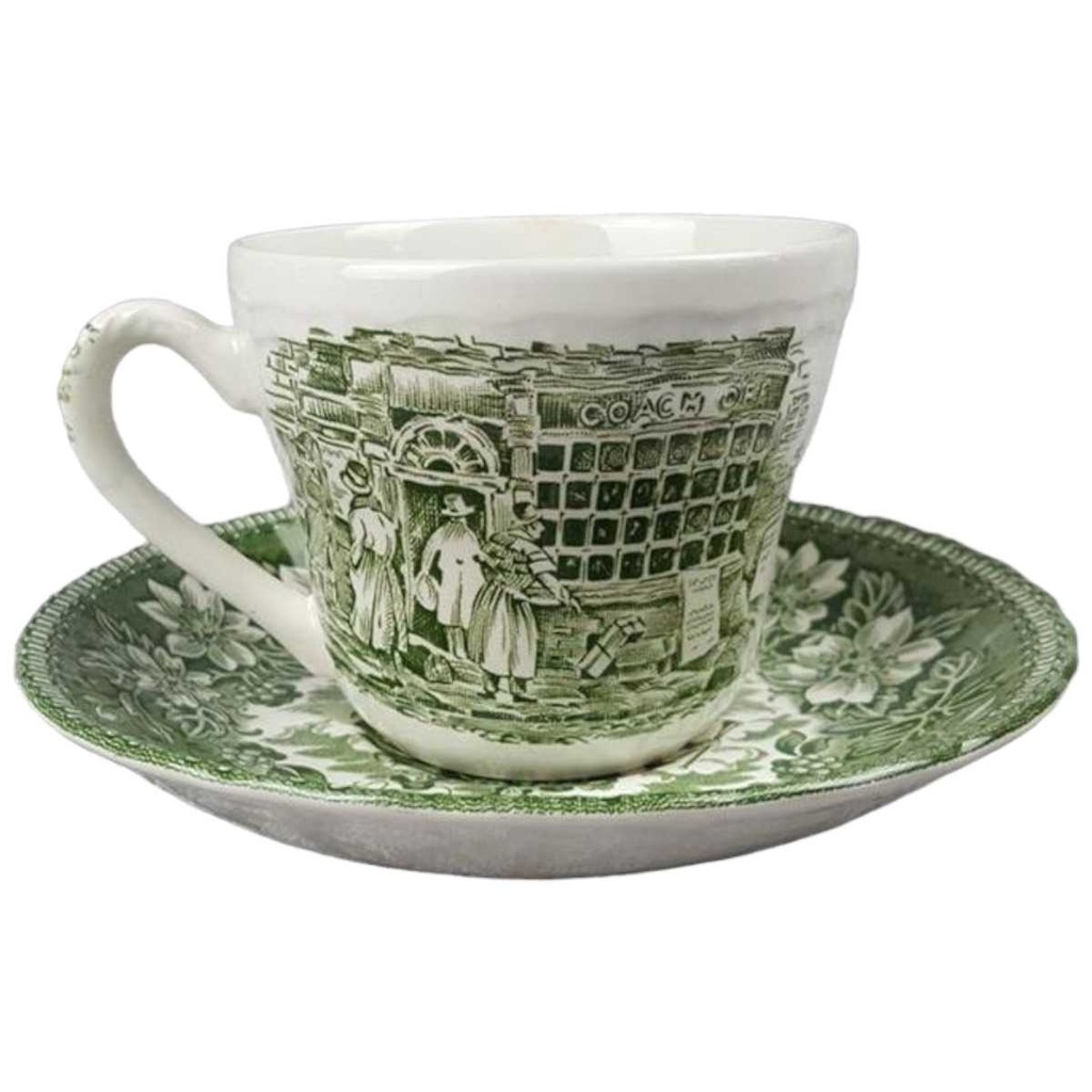 [458119018] Kaffeetasse mit Untertasse Tasse Royal Tudor Coaching Taverns Grün gebraucht - gut Bild 2
