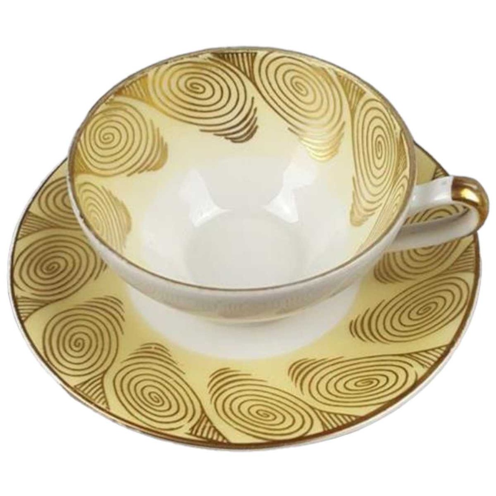 [458119022] Mokkatasse mit Untertasse Tasse Espressotasse Golddekor Schlottenhof U.S.Zone Bavaria gebraucht - gut Bild 2