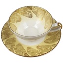 [458119022] Mokkatasse mit Untertasse Tasse Espressotasse Golddekor Schlottenhof U.S.Zone Bavaria gebraucht - gut Bild 2