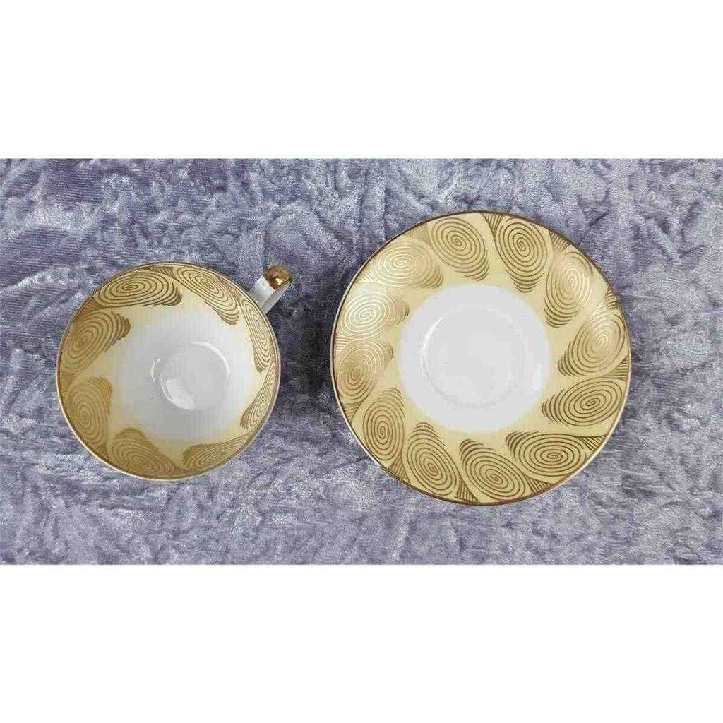 [458119022] Mokkatasse mit Untertasse Tasse Espressotasse Golddekor Schlottenhof U.S.Zone Bavaria gebraucht - gut Bild 5