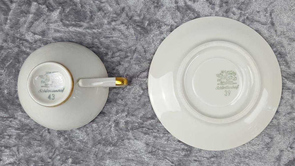 [458119022] Mokkatasse mit Untertasse Tasse Espressotasse Golddekor Schlottenhof U.S.Zone Bavaria gebraucht - gut Bild 6