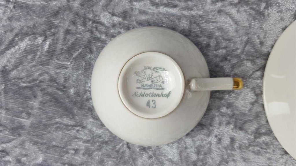 [458119022] Mokkatasse mit Untertasse Tasse Espressotasse Golddekor Schlottenhof U.S.Zone Bavaria gebraucht - gut Bild 7