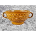 [458119101] Suppentasse mit Untertasse Pagnossin Earthenware braun Relief Punkte & Kreise gebraucht - sehr gut Bild 4